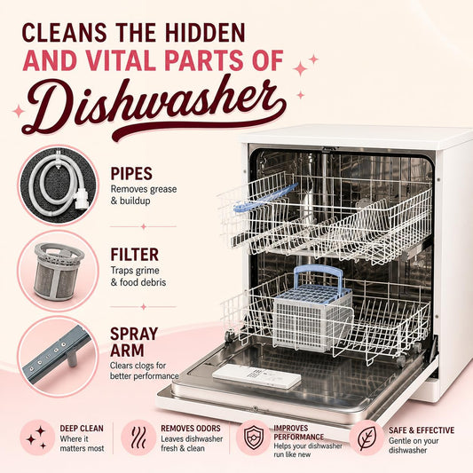 Dishwasher Cleaner And Deodorizer Tablets - 6 Months Supply Unscented Dishwasher Cleaning Tablets - Deep Cleaning Removes Limescale and Odors - Eco-friendly Dish Washer Machine Cleaner - Septic Safe