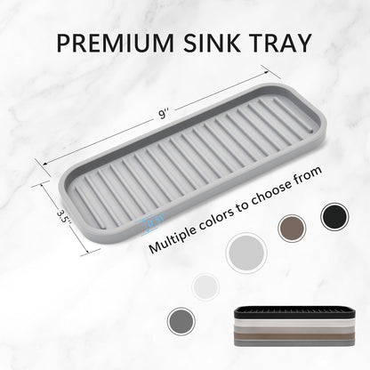 Silicone Sponge Holder Kitchen Sink Organizer Tray Dish Caddy Soap Dispenser, Scrubber Spoon Holder,Dishwashing Accessories 2 Pack (White)