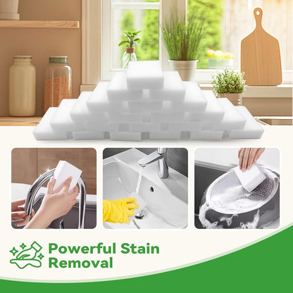 Magic Sponge Erasers, Water-Activated Cleaning Pads Sponge Mop, Bulk Pack Multi-Purpose Melamine Foam Cleaner for Kitchen, Bathroom, Walls, Shoes & Car, Non-Scratch & Reusable (50)