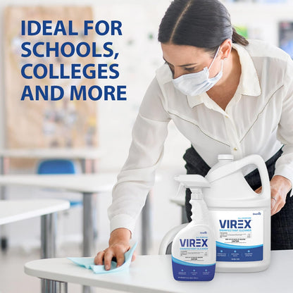 VIREX Diversey CBD540540 All Purpose Disinfectant Cleaner, For Home & Commercial Use, Kills 99.9% of Germs, Multi-Surface, Lemon Scent, Capped Ready-to-Use Spray, 32-Ounce