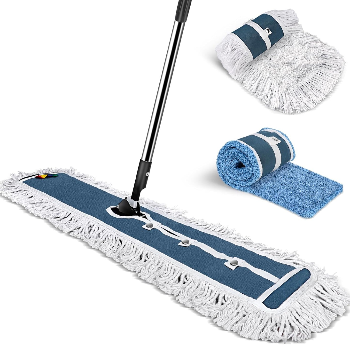 42" Commercial Dust Mop for Floor Cleaning, MASTERTOP Large Flat Mop with Long Handle, Sweeping Broom with 2 Different Mops Pads, Industrial Mop for Hardwood, Tile, Gym, Office, Mall, Warehouse