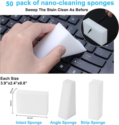 50 Pack Magic Sponge Eraser,Multi-Functional Household Cleaning Kitchen Dish Sponge for Furniture,Extra Thick and Long Lasting Melamine Cleaning Sponges for Bathroom,Bathtub, Sink,Wall Cleaner (50)