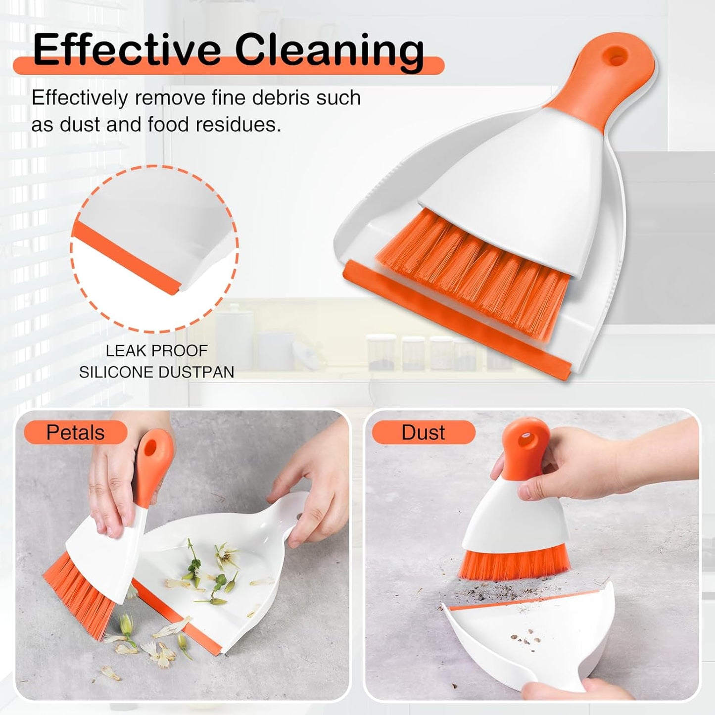 NACENA Mini Dustpan and Brush Set 2 Pack, Small Broom and Dustpan Set Dust Pan and Mini Hand Broom Dustpan and Broom Combo Compact for Home Table Keyboards Sofa Kitchen, Blue