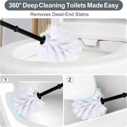 Toilet Brush Holder Set for Bathroom Super Cute Dog Base Solidly Toilet Bowl Brush and Holder Flexible and Durable Style Stylish Toilet Cleaner Brush Saving Storage Space Toilet Brushes for Bathroom