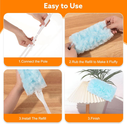 30PCS Disposable Dusters Refills Compatible with Swiffer,180 Degree Electrostatic Disposable Replacement Head for Home,Office,Ceiling Fans,Blinds and Furniture Dusting