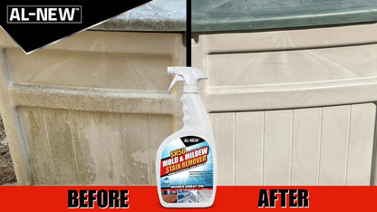 AL-NEW SH50 Mold and Mildew Stain Remover | Scrub Free Formula | Works Great on Decks, Vinyl Siding & Gutters, Tub and Tile (30oz Bottle)