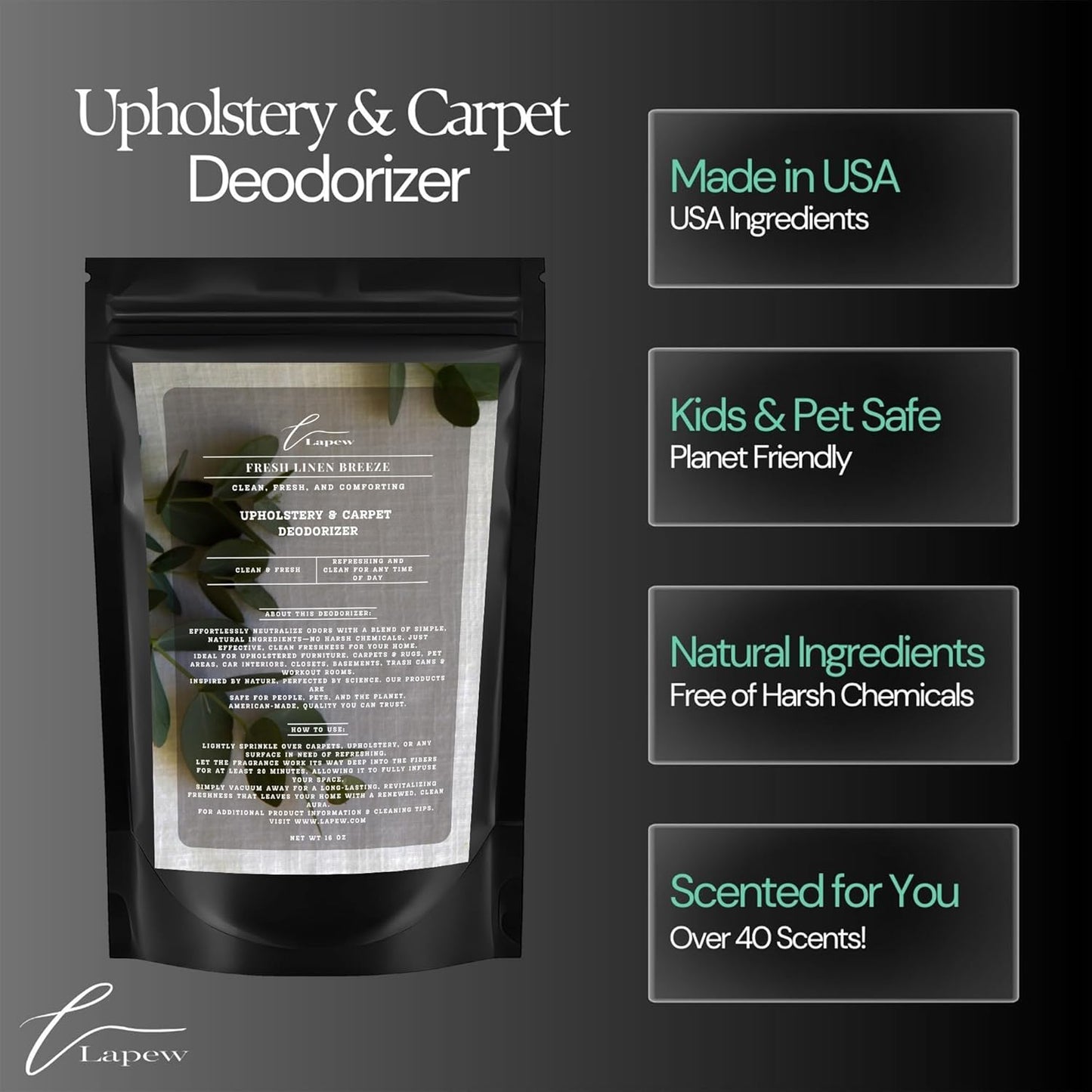Lapew Black Sea Scented Cleaning Bundle | Carpet Deodorizer Powder (16 oz) & Mop Soap Concentrate (36 oz) | Pet-Friendly Odor Eliminator - Colors B