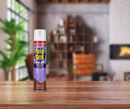 Pine-Sol Furniture, Polish 4in1 Cleaning Action Wood Polish Spray Wood Polish Spray for Your Cleans Conditions Protects and Shines Ounces Original Pine Scent, Yellow, Lemon, 12.7 Fl Oz