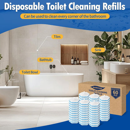 100 Count Toilet Bowl Wand Refills, Disposable Toilet Cleaner Refills, Disposable Wand Heads Compatible with Clorox and the Most Toilet Brushes