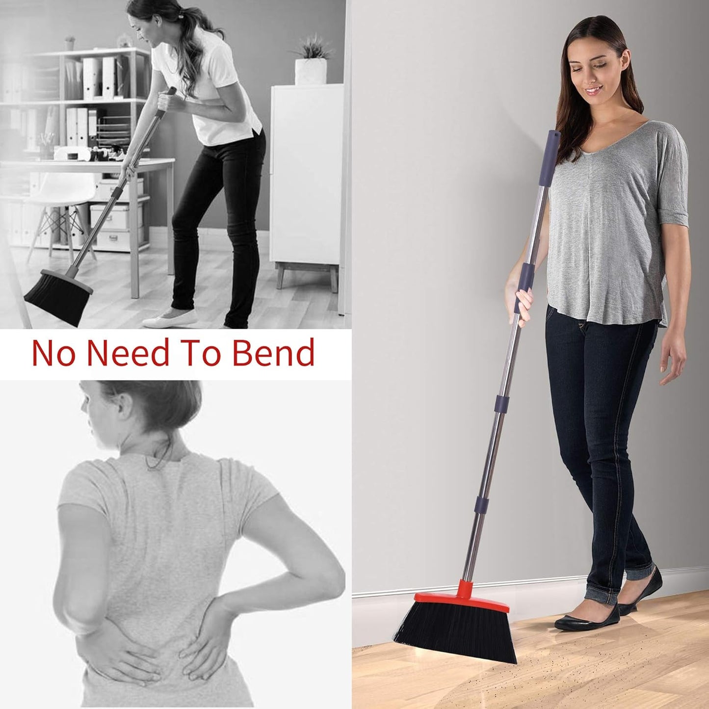 Broom and Dustpan Set for Home 2026 Indoor Outdoor Broom with Dustpan Combo Set Upright Dust Pans with Long Handle Angle Broom for Kids Garden Pet Hair Lobby Wood Floor Kitchen