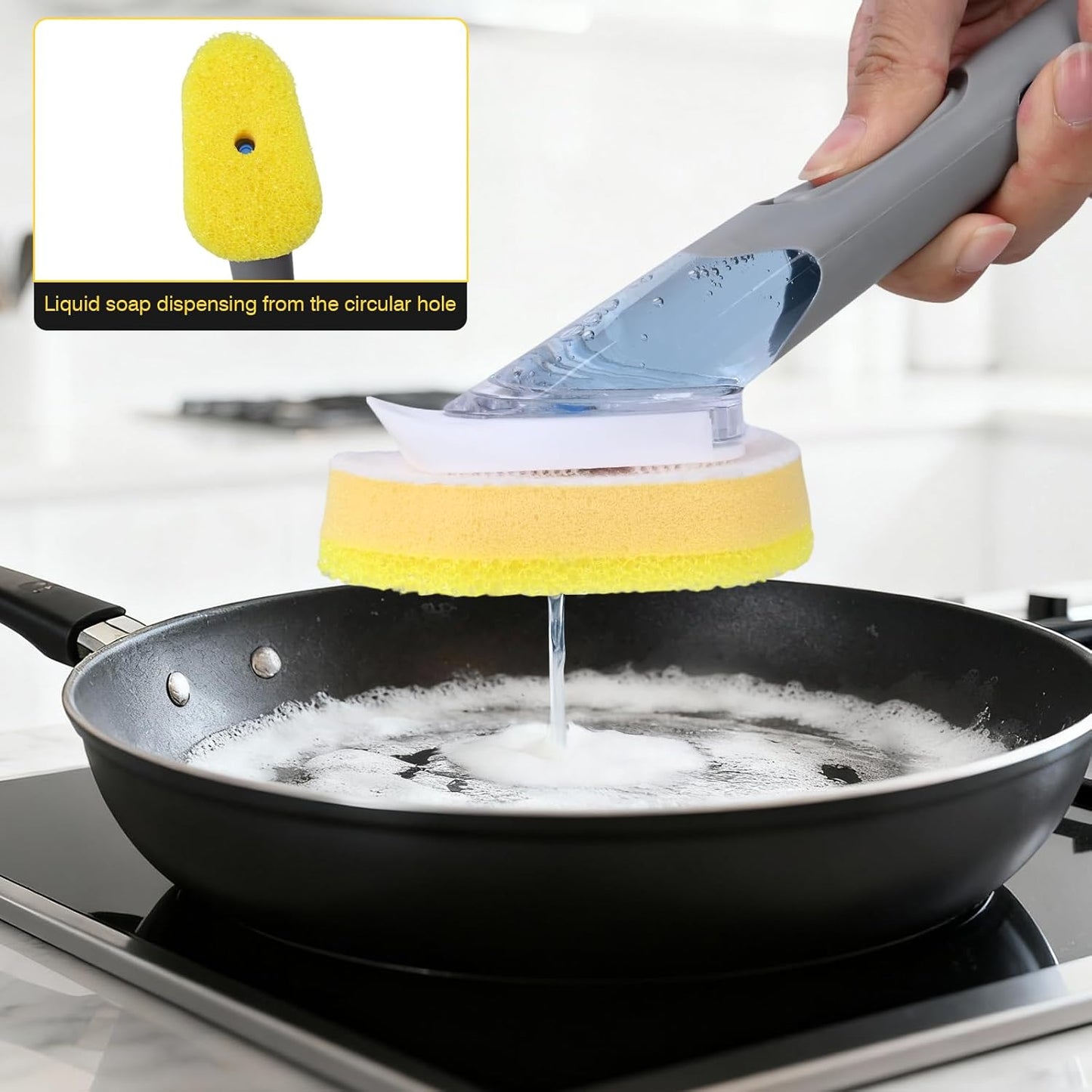 Sponge Refills for Scrub Daddy Dish Daddy - 10 Packs Dish Wand Refills, Scrub Brush Replacement Heads, Dish Brush Replacement Head for Kitchen Cleaning, Yellow (Only Sponge Heads)