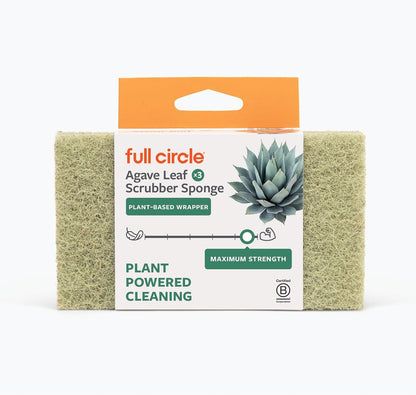 Full Circle Agave Leaf Scour Pads – Pack of 3 – Maximum Strength, Non-Scratch Dish Scrubber Made with Plant-Based & Recycled Materials, Safe for Nonstick