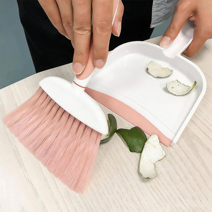 Dust pan, Mini Dustpan and Brush Set, Small Broom and Dustpan Set, Small Hand Broom and dust pan Set, Whisk Broom, Dust pan and Brush for Desk, Table, Home, Kitchen (Light Green 2pcs)