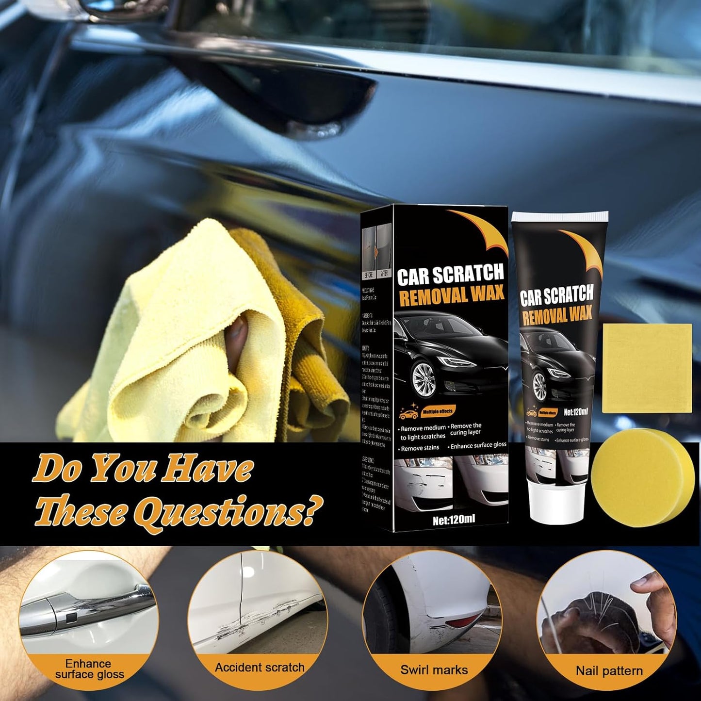 Scratch Remover for Vehicles, Upgrade Car Scratch Remover for Deep Scratches, Car Polishing Wax Scratch Remover for Vehicles,Car Scratch Repair Paste,Cars Paint Scratchs Repair Kit (2Pcs)