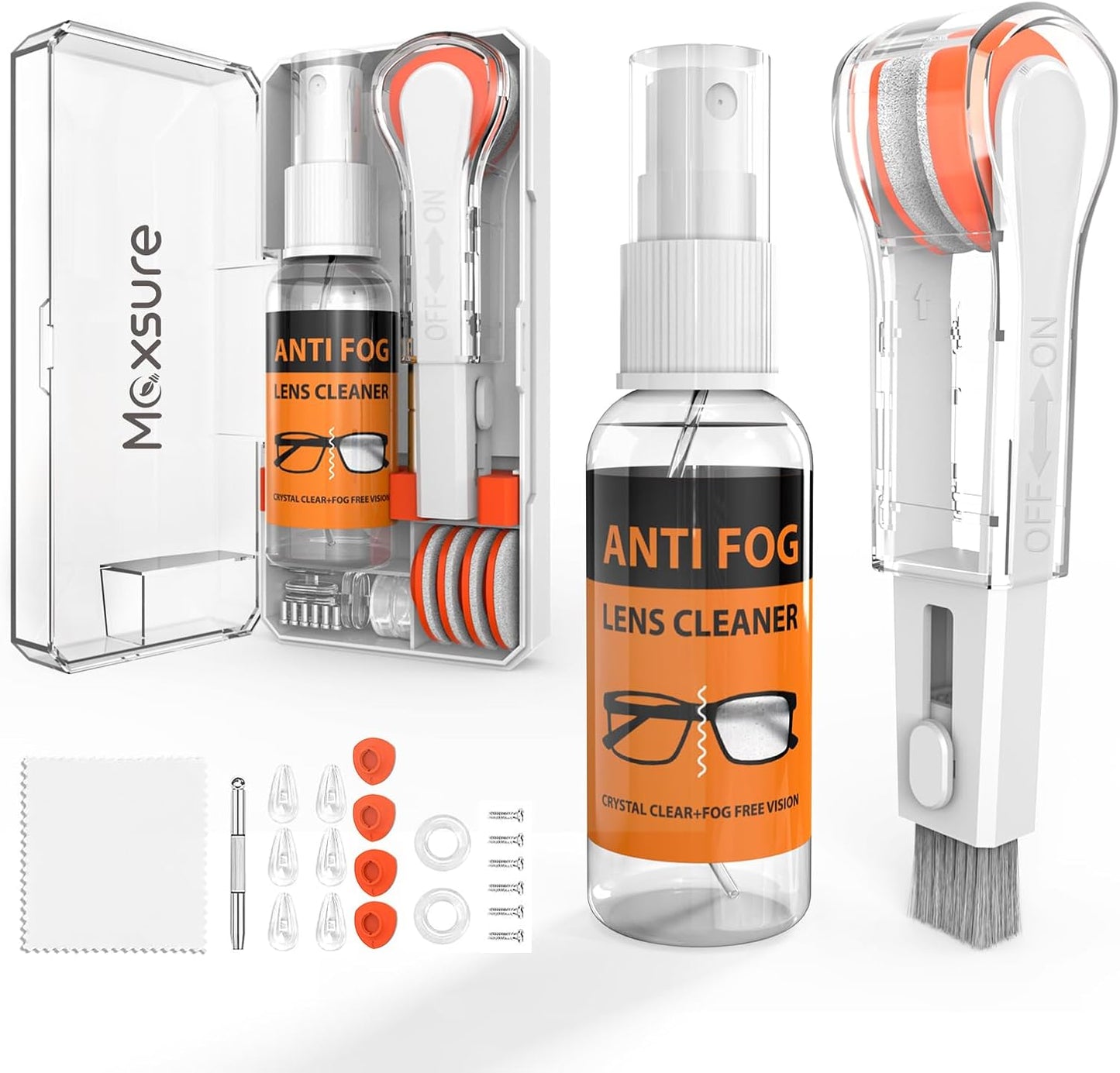 Glasses Cleaner,8 in 1 Glasses Cleaning Kit with 24H Anti Fog Eyeglass Cleaner Spray| Portable Glasses Cleaner Tool|Eye Glass Clean Cloths, Glasses Anti Slip with Soft Eyeglass Nose Pads & Ear Grip
