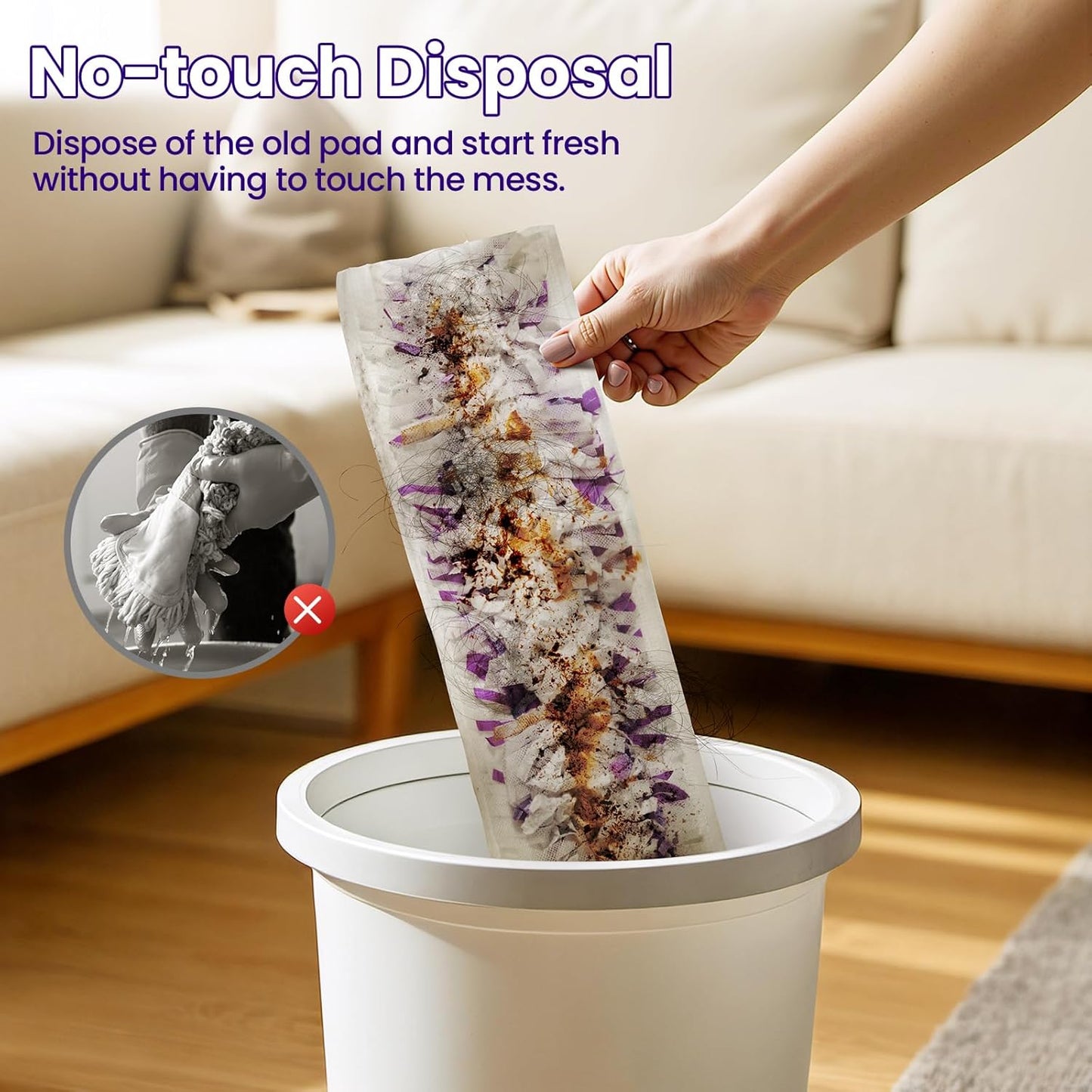 Power Mop Refills, 24 Count Disposable Pads for Swiffer Powermop Mopping - Thickness, Absorbent, Quick Cleaning, Suit All Multi-Surface, [Non-Vacuum Packaged] to Keeps Fluffy