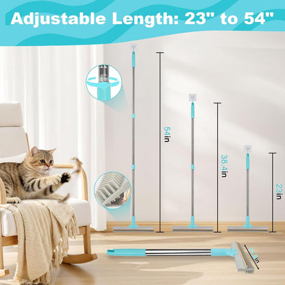 Vivifying Carpet Rake Pet Hair Remover Set, 56” Adjustable Long Handle Plus 2 Handheld Tools, Deep Cleans Pet Hair from Carpets, Rugs, Mats & Upholstery