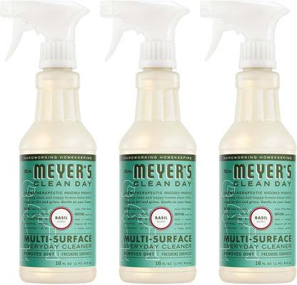 MRS. MEYER'S CLEAN DAY Multi-Surface Everyday Cleaner, Basil Scent, 16 Fl Oz Bottle - 3 Pack