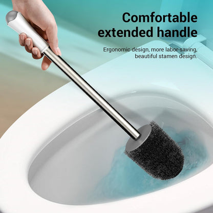 AONEZ Compact Toilet Brush & Holder, Stainless Steel Handle, Space Saving for Storage, Deep Cleaning, Drip-Proof, Easy to Assemble, Nylon Bristles, White & Grey