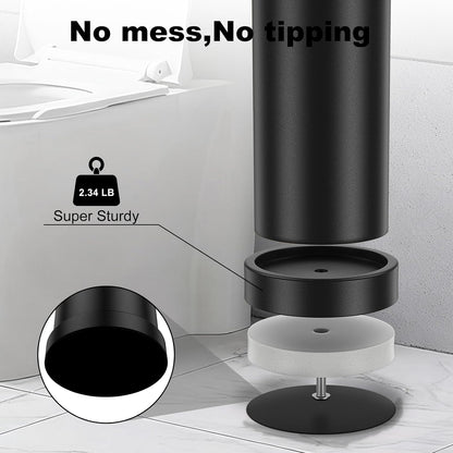 Black Toilet Brush and Holder Set，Stainless Steel Heavy Duty Toilet Bowl Brush，Extra Long Handled Modern Toilet Cleaner Brush with Replaceable Head, Removable Inner Bowl