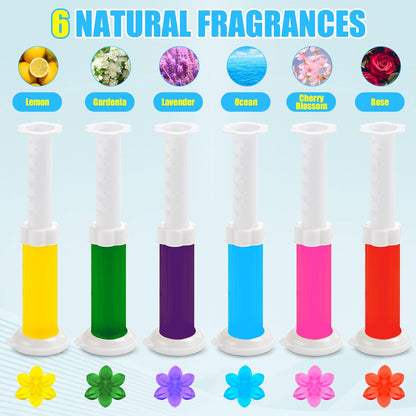 4 Pack Toilet Gel Stamp, 48 Stamps 4 Kinds Of Scent Toilet Bowl Cleaner Gel, Long-Lasting Flowers Shaped Bathroom Freshener, Keeps Toilet Fresh Fragrant and Clean