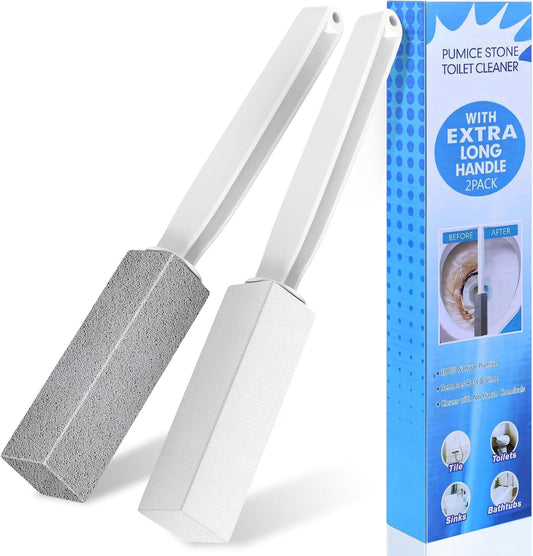 Laiyeoy Toilet Bowl Cleaner Pumice Stone -Hard Water Stain Remover with Ergonomic Handle, Powerfully Removes Toilet Bowl Rings，Rust &Lime，Ideal for Toilet Brush/BBQ Grills/Sink/Pool/Bathroom【2Pack】