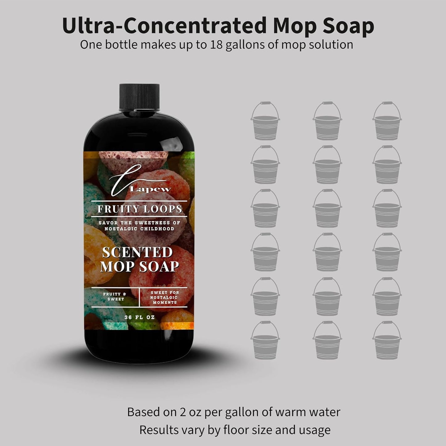 Lapew Santal Scented Mop Soap - Luxury Floor Cleaner Concentrate for Mopping Tile, Laminate, Vinyl & Hardwood | Streak-Free, Low-Foam | 36 oz - Colors C