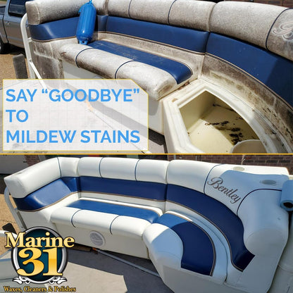 Marine 31 Mildew Stain Remover & Cleaner | Effective for Boats, Home, Patio, & Bathroom | Removes Mildew & Mold Stains | Powerful Cleaning Formula | 16oz