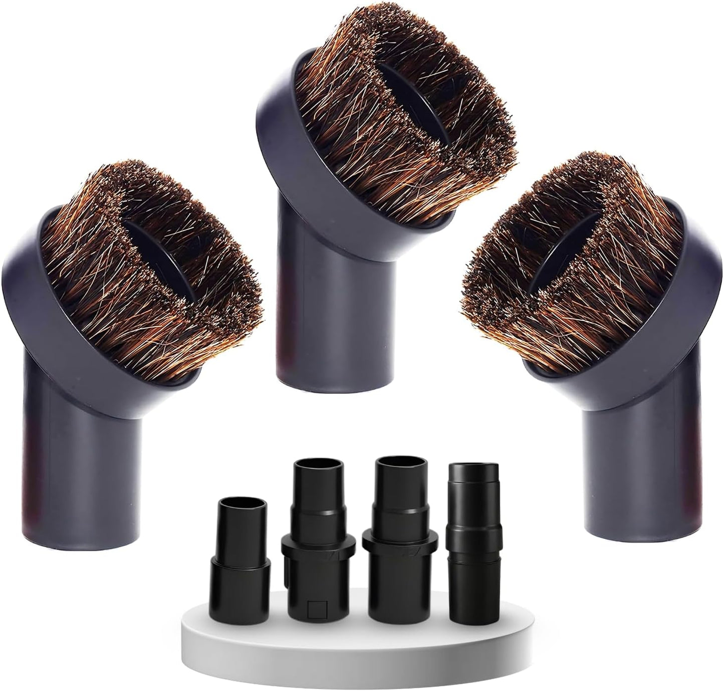 1.25'' Shop Vacuum Dust Brush Attachment with 25mm Horse Hair (2PCS) - Round Dust Brush Soft Bristle for Furniture, Blinds, Car, Wood, Electronics - 1.25 inch (32mm) Vacuum Accessories