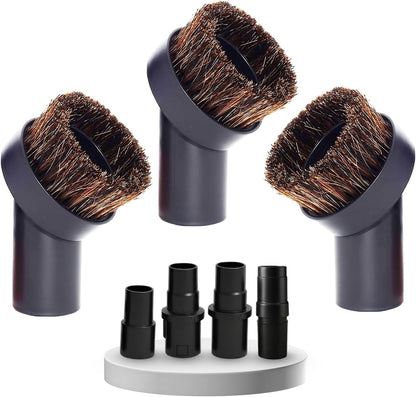 1.25'' Shop Vacuum Dust Brush Attachment with 25mm Horse Hair (2PCS) - Round Dust Brush Soft Bristle for Furniture, Blinds, Car, Wood, Electronics - 1.25 inch (32mm) Vacuum Accessories