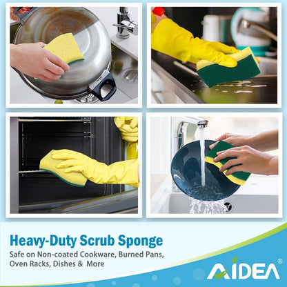 AIDEA XL Sponges Kitchen, 12Count, Non-Scratch Dish Sponges, Large Natural Sponge for Non Stick Cookware, Cellulose Cleaning Sponge for Dishes, Bathroom, Household