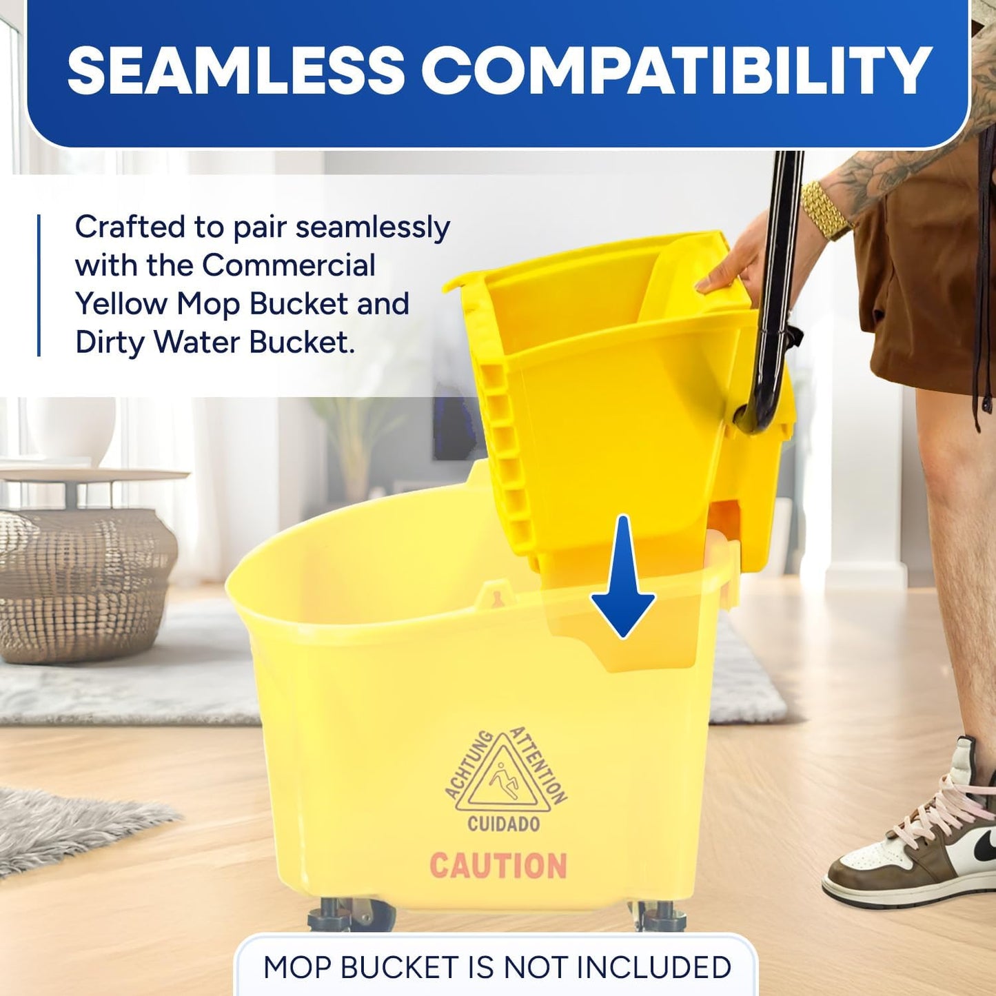 PLASTIC PRINCE Mop Wringer Only Side Press Wringer Replacement for Commercial Mop Bucket on Wheels - 26-Quart or 35 Quart, Yellow