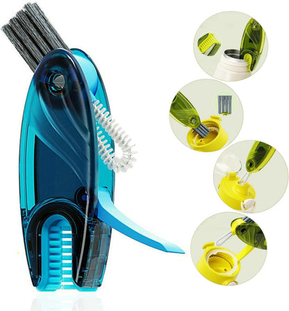 4 in 1 Cup Lid Cleaning Brush Set Multifunctional Bottle Brush Cleaner Tiny Bottle Cup Lid Brush Straw Cleaner Tools Mini Silicone Bottle Cup-Holder Cleaner with Hook Remover 1pc Bright Green