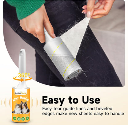 Extra Sticky Lint Roller for Pet Hair, 600 Sheets with 2 Reinforced Handles, Heavy Duty Lint Roller for Clothes, Couch, Furniture & Car
