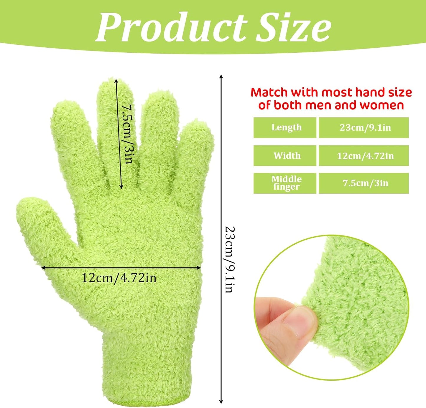Abeillo Microfiber Gloves for Plants Dusting Cleaning, Reusable Washable Cleaning Gloves Mittens House Cars Blinds Dusting