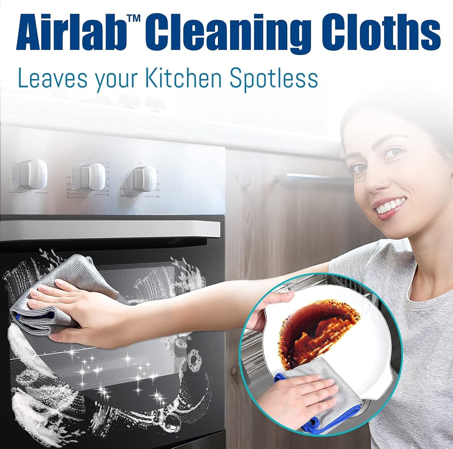 Glass Polishing Cloth Streak Free Miracle Cleaning Cloth Lint Free Microfiber Cleaning Rags for Glasses Kitchen Dish Mirrors Easy Clean, Pack of 6, 12" x 12"