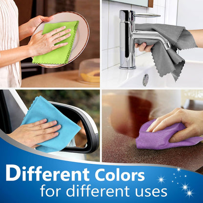 Glass Polishing Cloth Streak Free Miracle Cleaning Cloth Lint Free Microfiber Cleaning Rags for Glasses Kitchen Dish Mirrors Easy Clean, Pack of 6, 12" x 12"