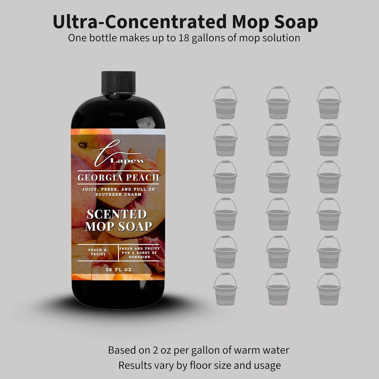 Lapew Santal Scented Mop Soap - Luxury Floor Cleaner Concentrate for Mopping Tile, Laminate, Vinyl & Hardwood | Streak-Free, Low-Foam | 36 oz - Colors A