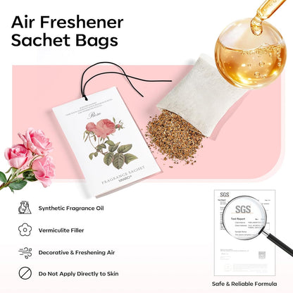 MYARO 12 Pack Fresh Linen Scented Sachets for Drawer, Closet & Car Air Freshener Bags | Odor Eliminator & Fabric Refresher | Crisp, Clean Home Fragrance Gift Set