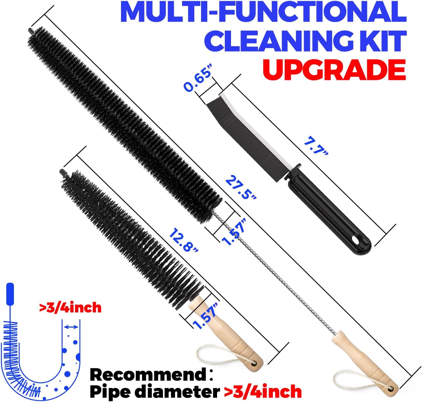 Holikme Dryer Vent Cleaner Kit 2 Pack - Household Cleaning Supplies,Long Flexible Refrigerator Coil Brush Radiator Brush,Dryer Lint Brush Home Essentials for Lint Trap Dust Vacuum Brush