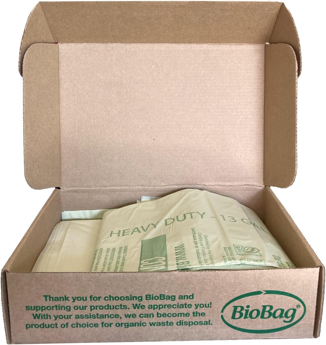 3 Gallon Compostable Food Scrap Bags by BioBag, 100 Count, BPI Certified, Meets ASTM D6400 Standards, Made in USA, Kitchen Trash Bin Liners