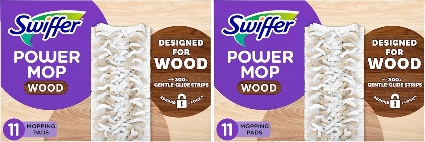 Swiffer PowerMop Wood Mopping Pad Refills for Floor Cleaning, 11 Count