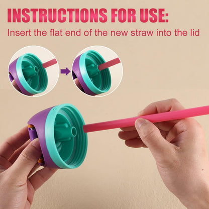6pcs Replacement Straws for Owala Freesip 24/32oz, Reusable Plastic Straws with Cleaning Brush Tumbler Accessories Parts for Owala Flip 24/32oz Stainless Steel Insulated Water Bottle