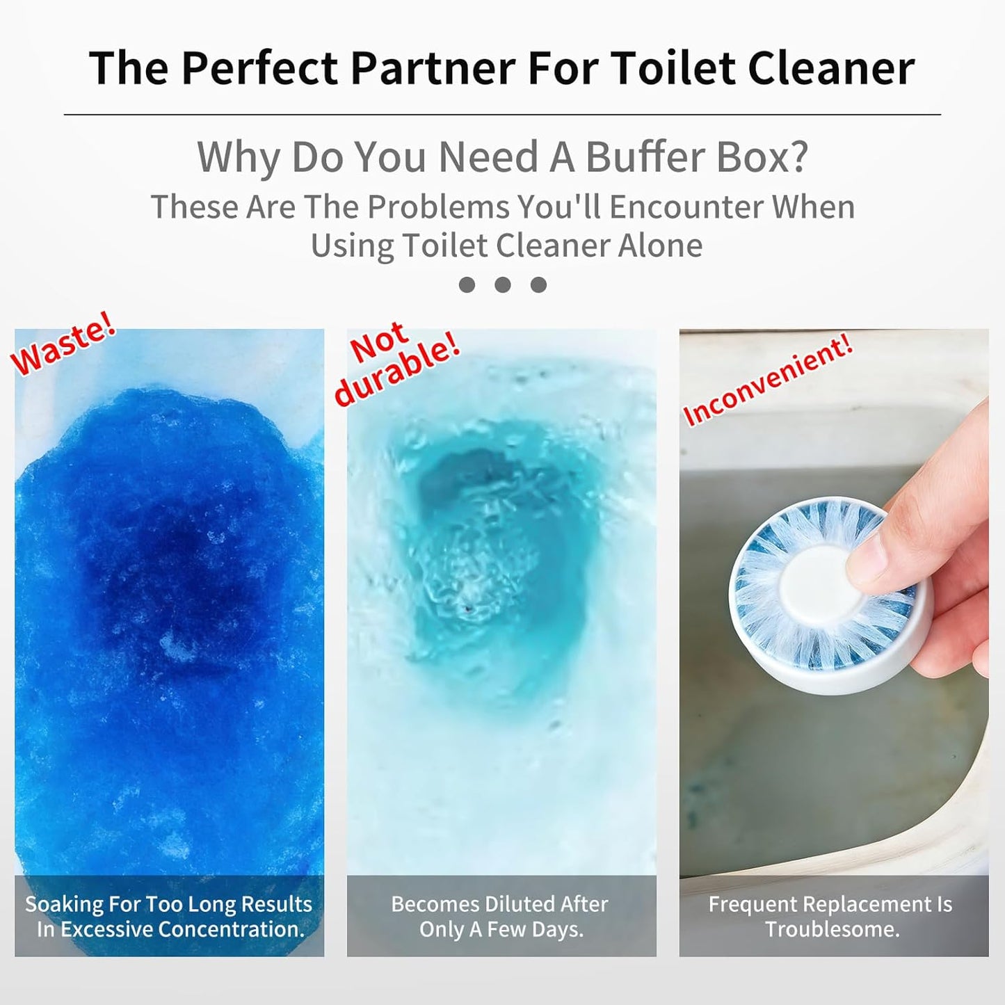 Premium Toilet Tank Tablet Holder – Plastic Hanging Cleaner Caddy (7.5'' x 3.5'' x 2.5'', White) – Toilet Bowl Cleaner Hanging Carrier - Prevents Dissolved Residue in Water Tank