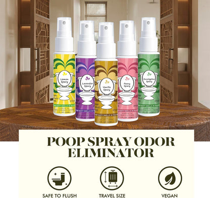 Toilet Spray for Poop 3 Pack, Travel Size Variety, Bathroom Odor Eliminator - Lemon Lavender Peony