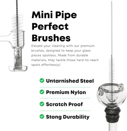 Pipe Perfect Original Cleaning Brush Set – Multi-Size Detail Brushes for Glass, Bottle, Tube & Narrow Openings | Deep Cleaning Kit for Hard-to-Reach Areas | Durable Reusable (Original Pack)