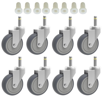 RILIDRI 3-Inch Swivel Stem Caster for Rubbermaid Mop Bucket Utility Cart, 7/16-Inch Stem Diameter Rubber Wheel Set of 4, Heavy Duty TPR Weber Grills Shop Vac Replacement Wheels