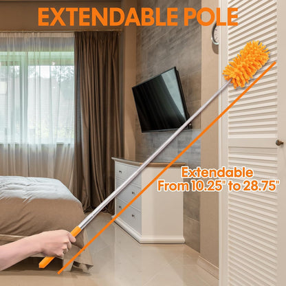 Retractable Gap Dust Cleaner with 3 Microfiber Dusting Cloths & 30-100 inch Extendable Long Handle, Retractable Duster Brush for Cleaning Under Appliances Sofa Couch Bed Refrigerator Furniture