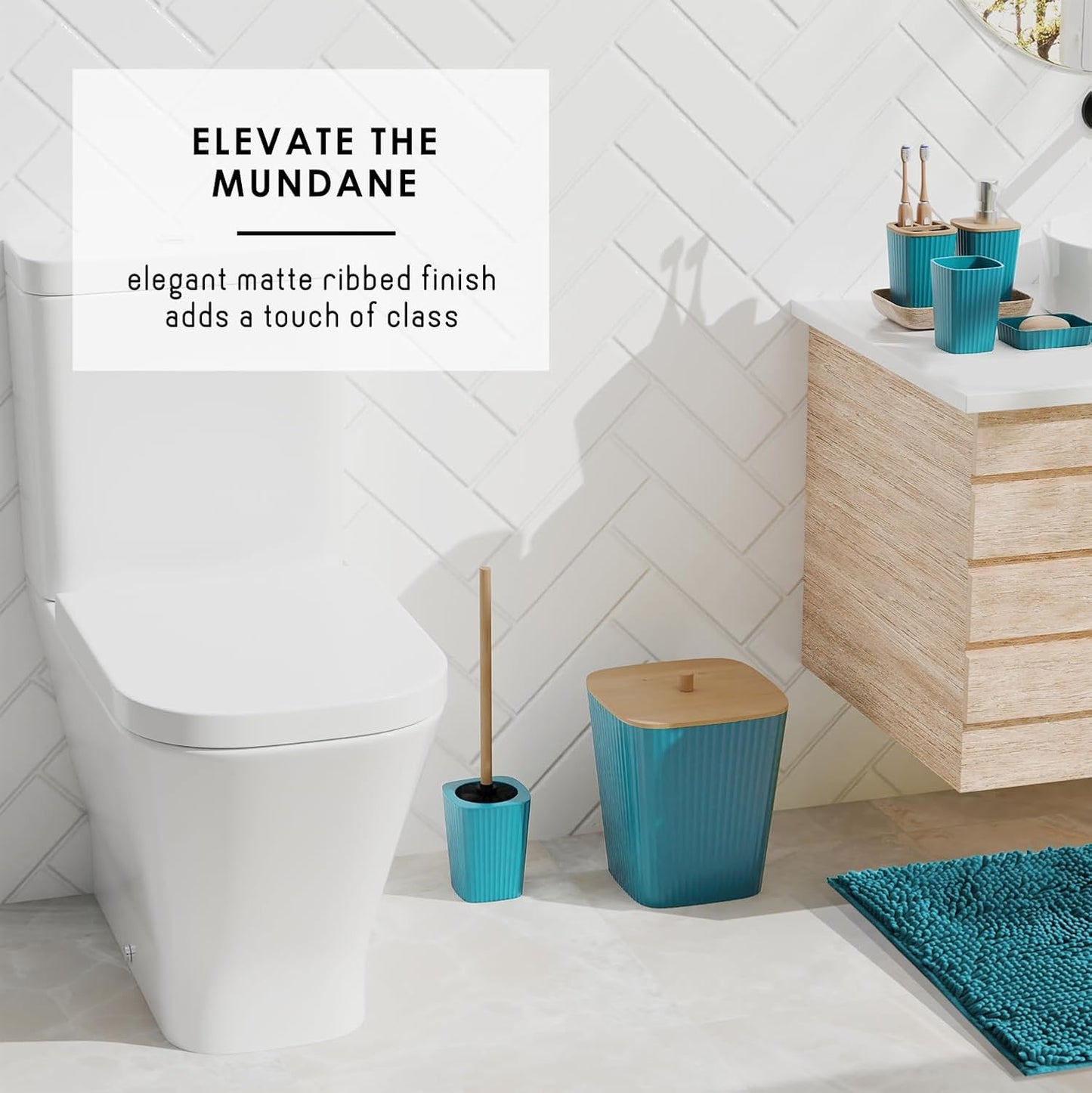 Clara Clark Bathroom Set - Sage Green Bathroom Accessories Set, 6PC Bathroom Accessory Set, Bathroom Sets with Toilet Brush, Trash Can & Soap Dispenser