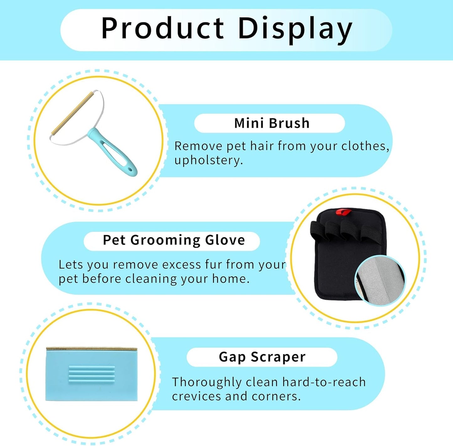 Lazyfeel Pet Hair Remover, Adjustable 18-54”Carpet Rake, Rubber Broom for Deep Clean, Dual-Sided Fur Remover Broom for Pet Hair, Furniture, Rugs, Stairs, Car, and More